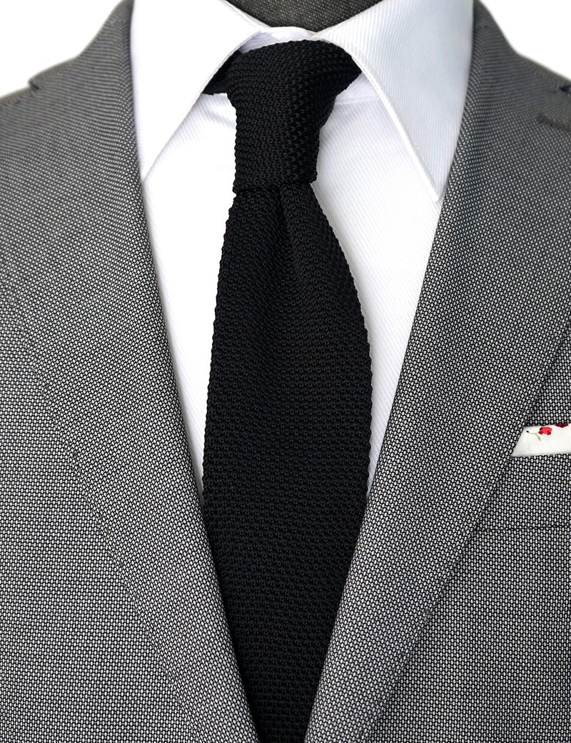 BELLUNO Skinny Knit NeckTies for Men, 4-PAK 2.2" Flat-end Smart Sock Ties - Image 5